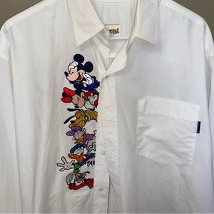 White work shirt button up vintage Disney embroidered
